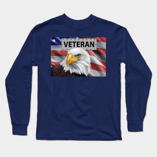 Patriotic United States Veteran American Eagle and Flag Art Long Sleeve T-Shirt